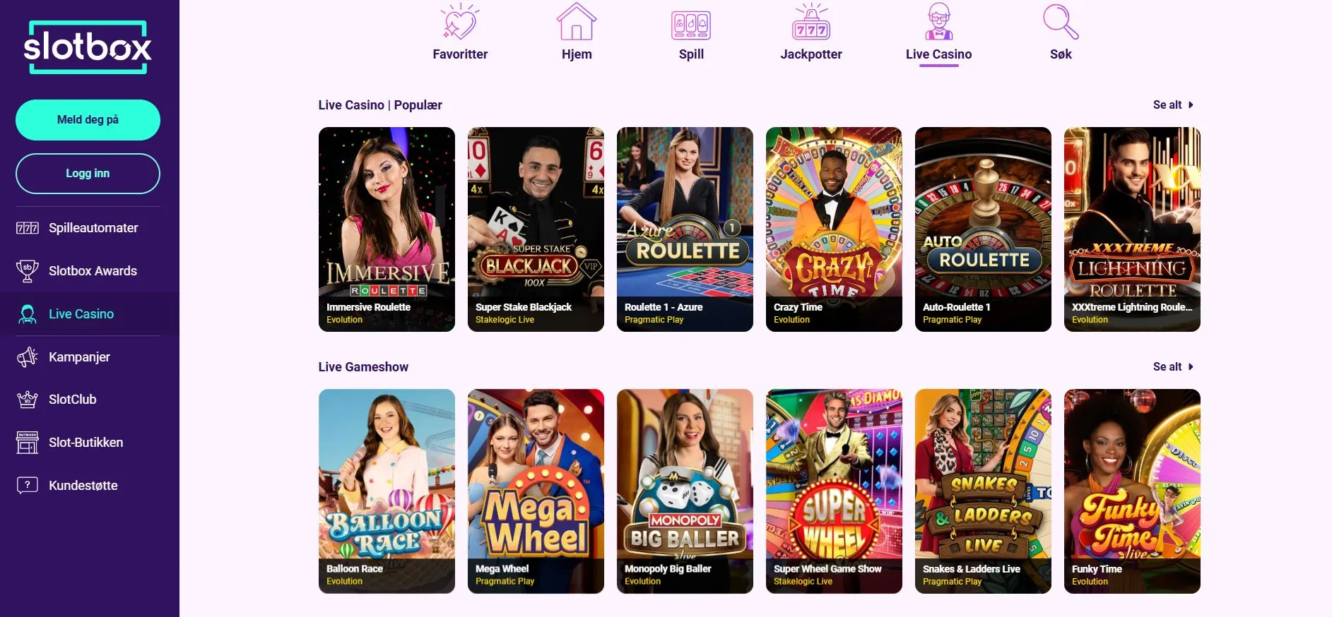 Registrering av spillerkonto